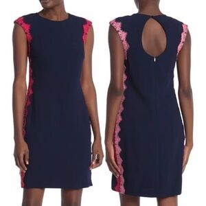 Trina Turk Crochet Lace Trim Cap Sleeve Dress